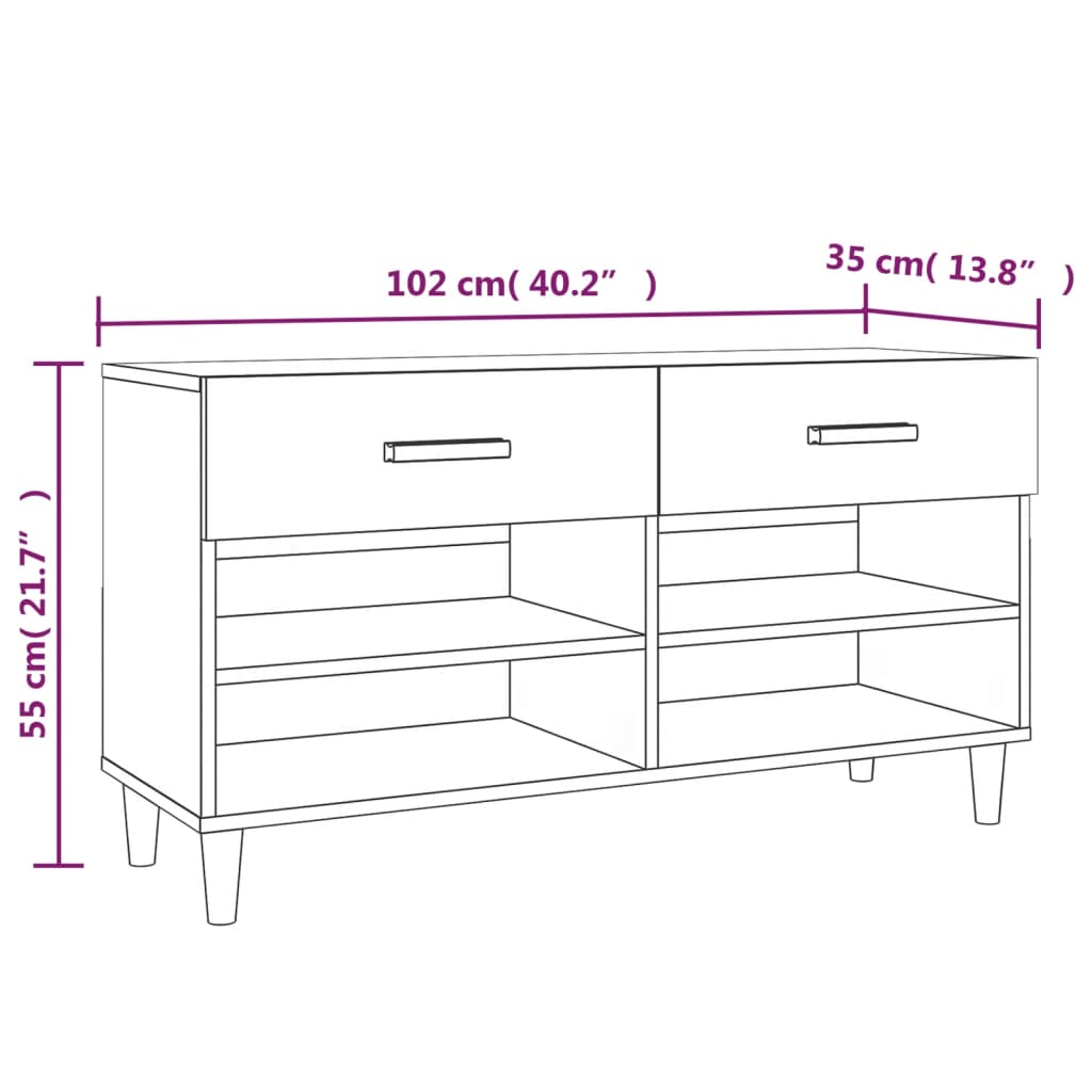 Berkfield Shoe Cabinet White 102x35x55 cm Engineered Wood