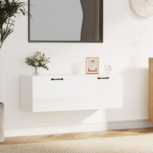 Berkfield Wall Cabinet High Gloss White 100x36.5x35 cm Engineered Wood