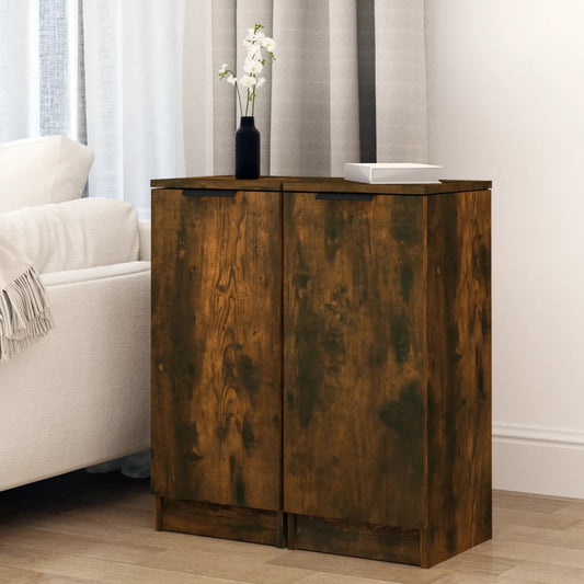 Berkfield Sideboards 2 pcs Smoked Oak 30x30x70 cm Engineered Wood