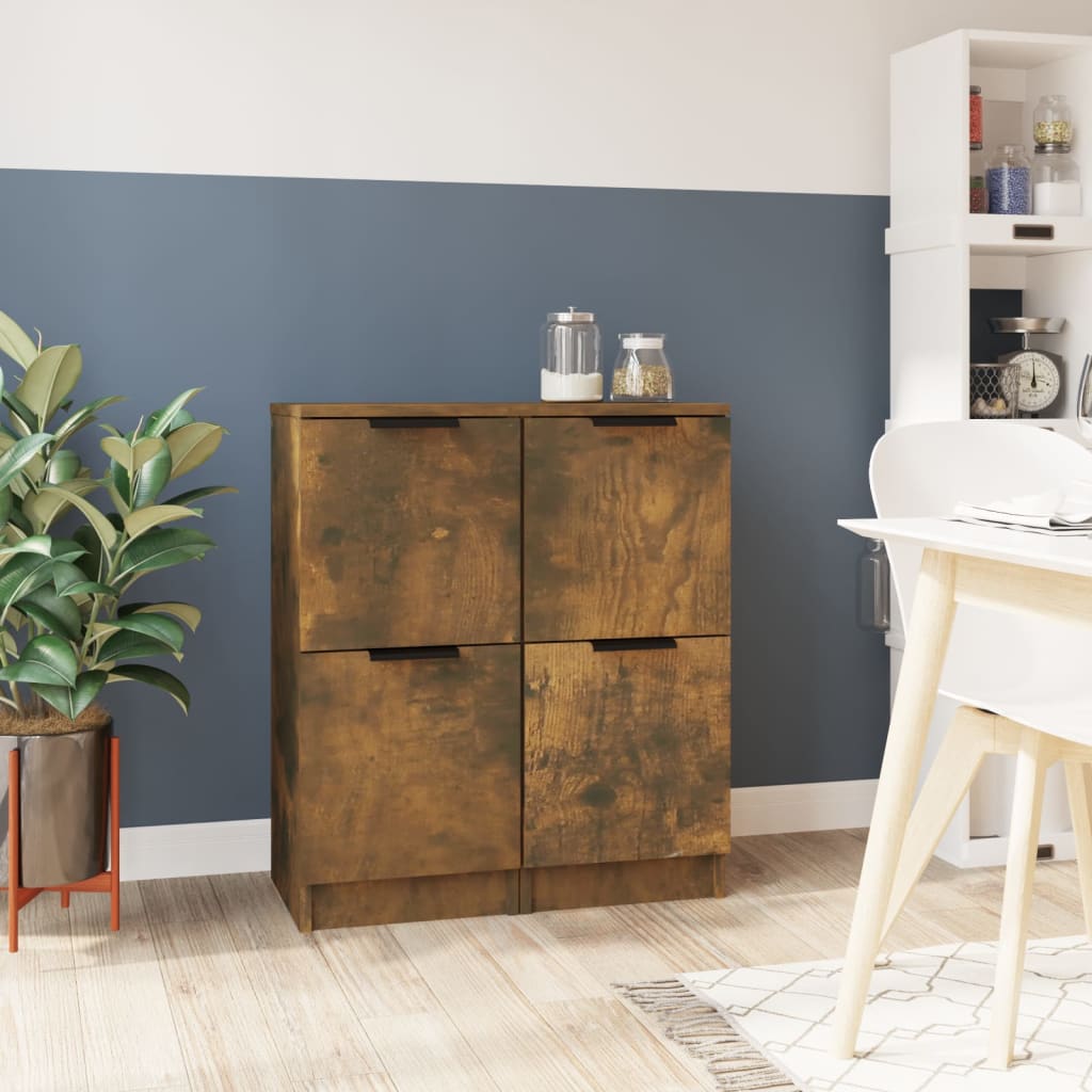 Berkfield Sideboards 2 pcs Smoked Oak 30x30x70 cm Engineered Wood