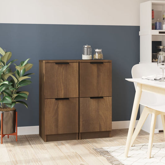 Berkfield Sideboards 2 pcs Brown Oak 30x30x70 cm Engineered Wood