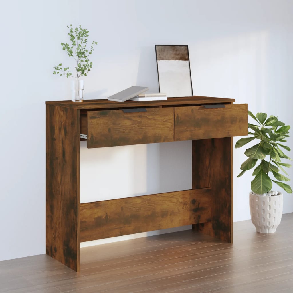 Berkfield Console Table Smoked Oak 90x36x75 cm Engineered Wood