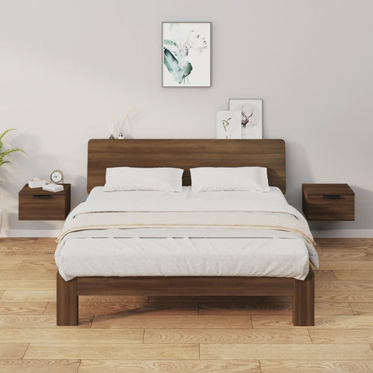 Berkfield Wall-mounted Bedside Cabinets 2 pcs Brown Oak 34x30x20 cm