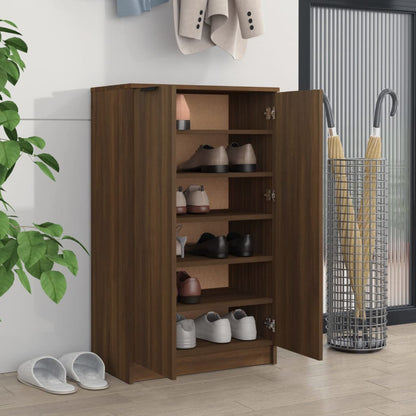 Berkfield Shoe Cabinet Brown Oak 59x35x100 cm Engineered Wood