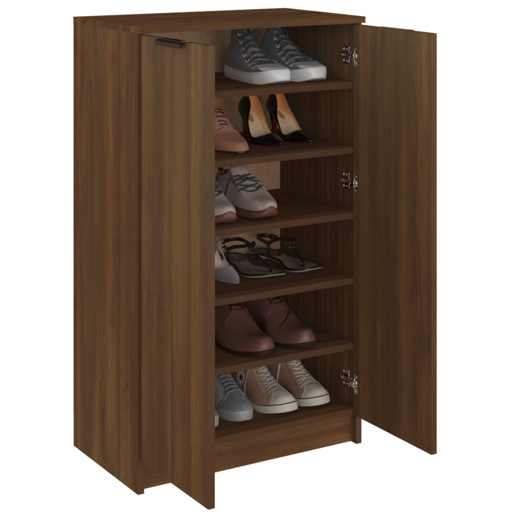 Berkfield Shoe Cabinet Brown Oak 59x35x100 cm Engineered Wood