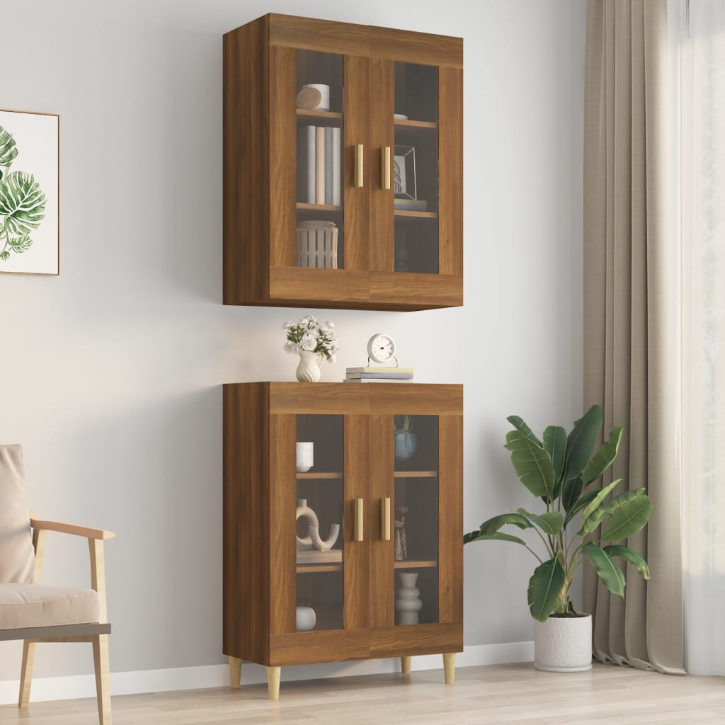 Berkfield Hanging Wall Cabinet Brown Oak 69.5x34x90 cm