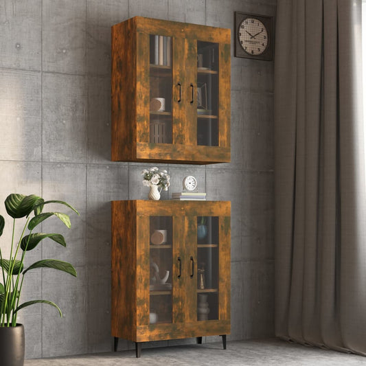 Berkfield Hanging Wall Cabinet Smoked Oak 69.5x34x90 cm