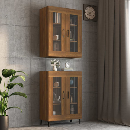 Berkfield Hanging Wall Cabinet Brown Oak 69.5x34x90 cm