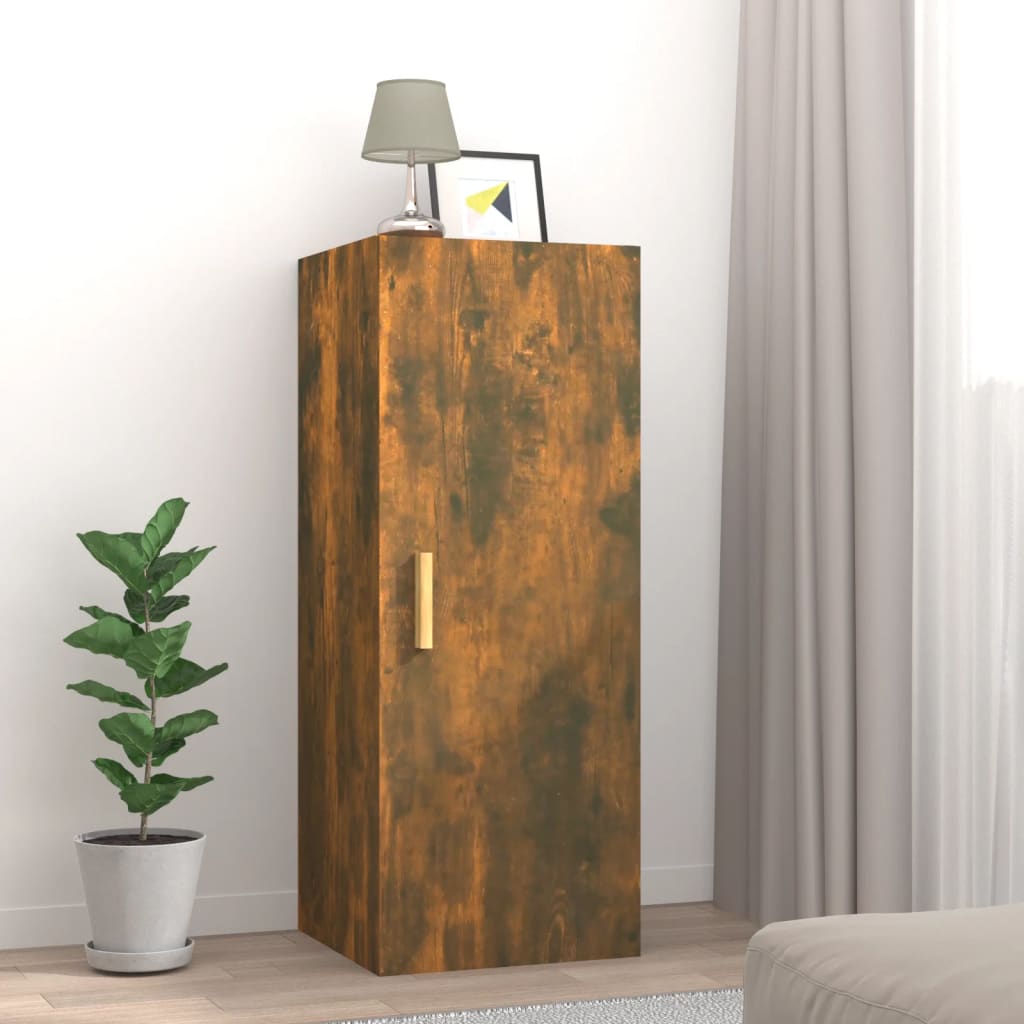 Berkfield Wall Cabinet Smoked Oak 34.5x34x90 cm Engineered Wood