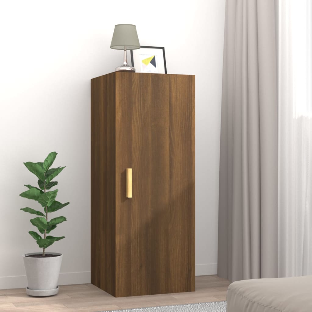 Berkfield Wall Cabinet Brown Oak 34.5x34x90 cm Engineered Wood