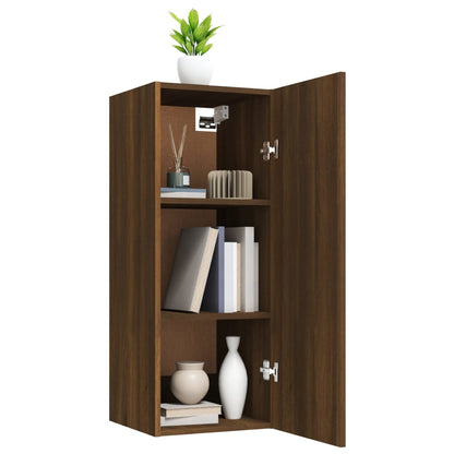 Berkfield Hanging Wall Cabinet Brown Oak 34.5x34x90 cm Engineered Wood