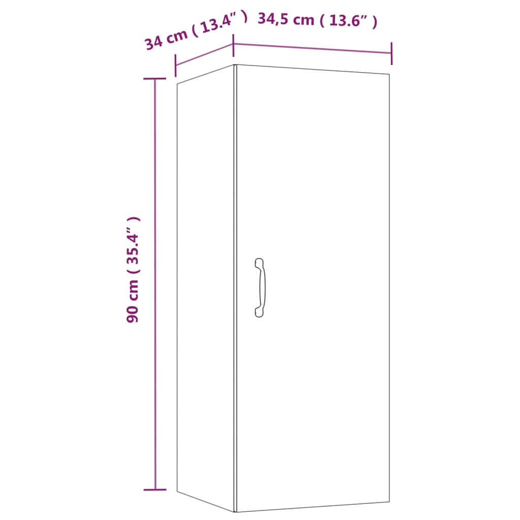 Berkfield Hanging Wall Cabinet Brown Oak 34.5x34x90 cm Engineered Wood
