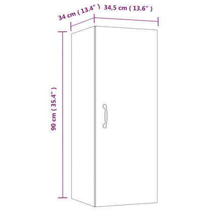 Berkfield Hanging Wall Cabinet Brown Oak 34.5x34x90 cm Engineered Wood