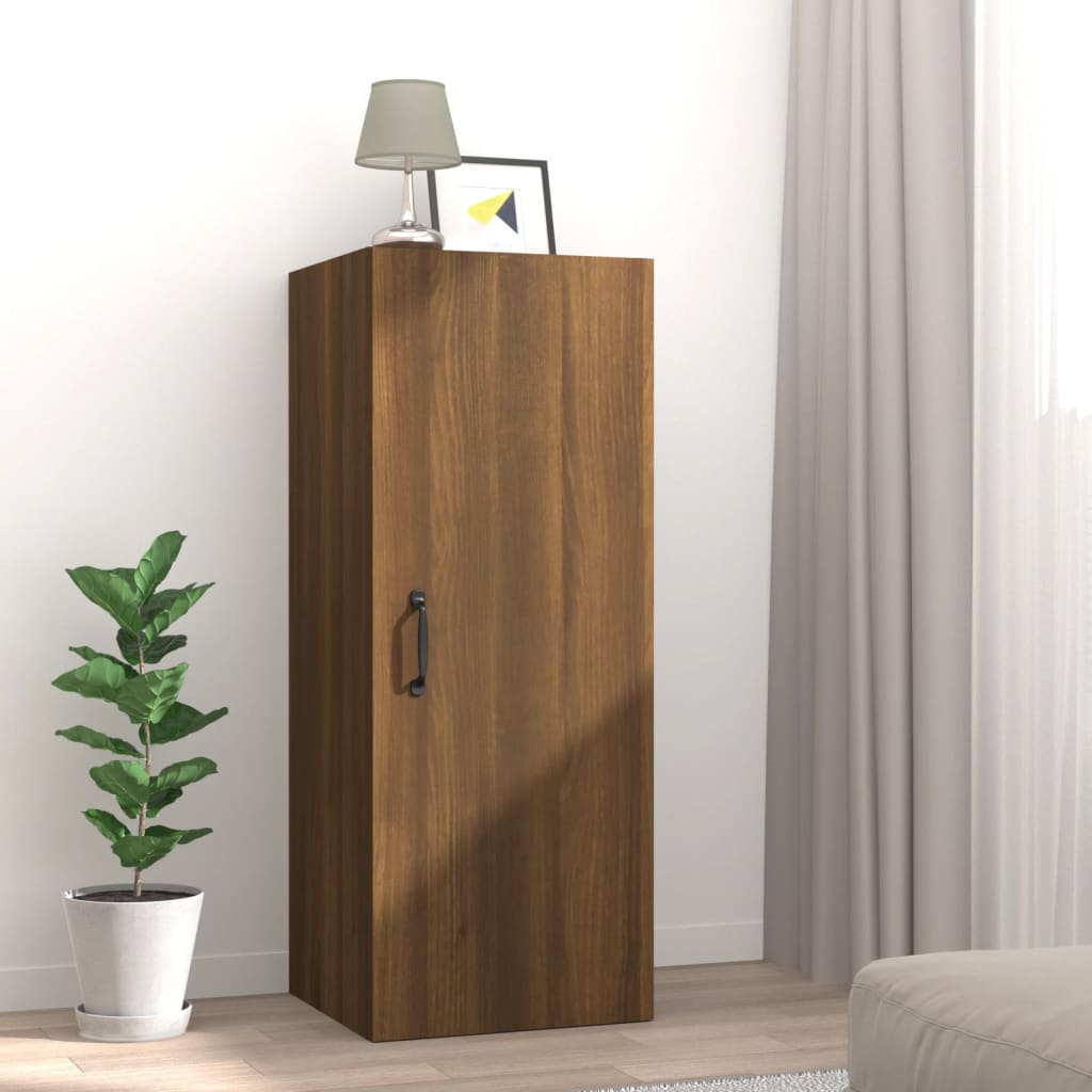 Berkfield Hanging Wall Cabinet Brown Oak 34.5x34x90 cm Engineered Wood