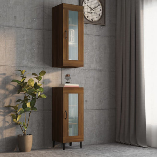 Berkfield Hanging Wall Cabinet Brown Oak 34.5x34x90 cm