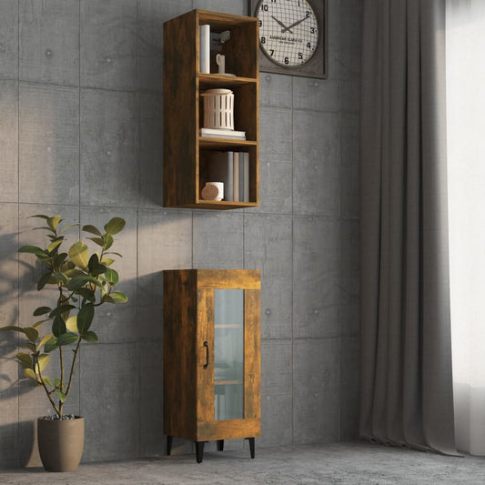 Berkfield Wall Cabinet Smoked Oak 32.5x34.5x90 cm Engineered Wood