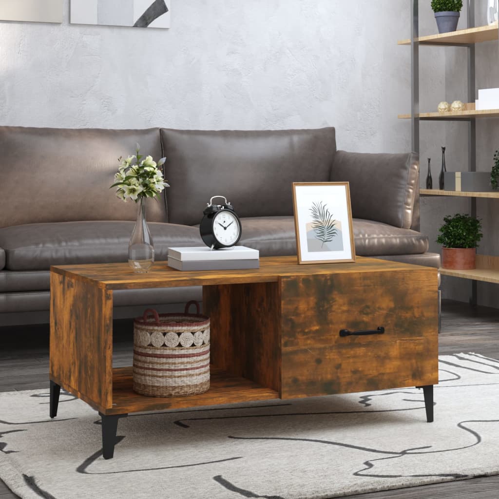 Berkfield Coffee Table Smoked Oak 90x50x40 cm Engineered Wood