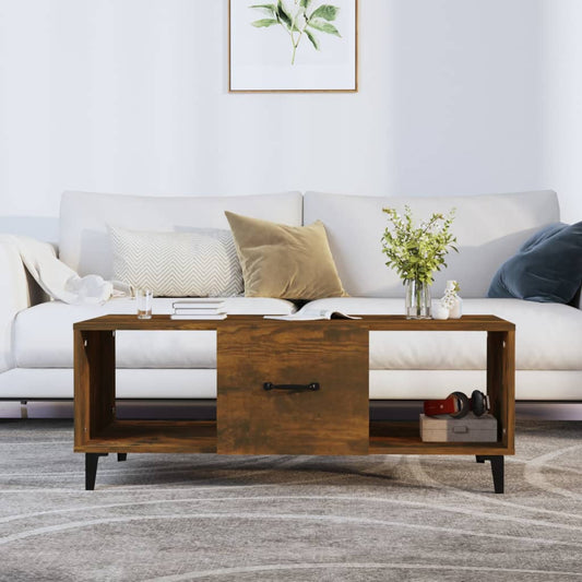 Berkfield Coffee Table Smoked Oak 102x50x40 cm Engineered Wood