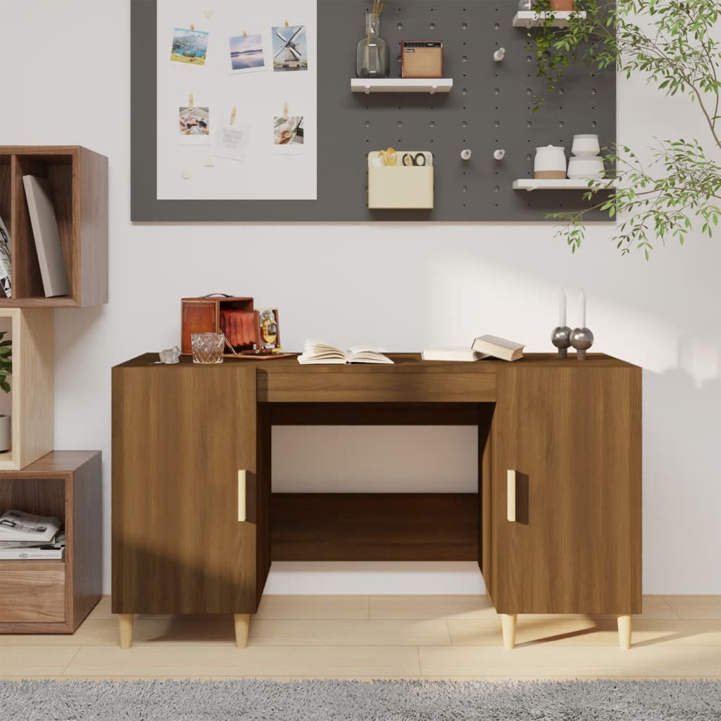 Berkfield Desk Brown Oak 140x50x75 cm Engineered Wood
