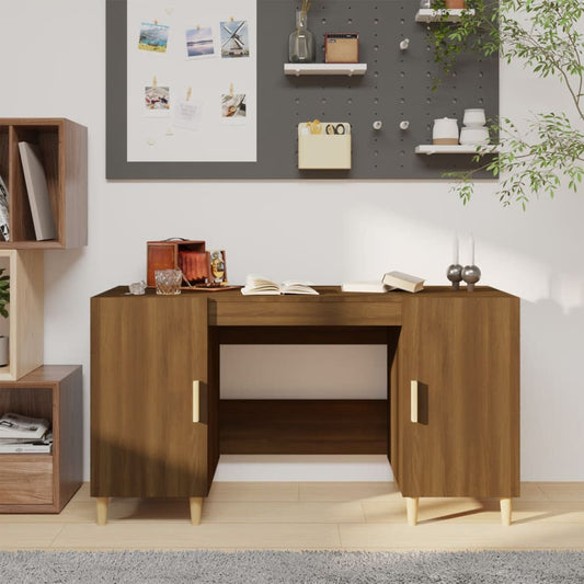 Berkfield Desk Brown Oak 140x50x75 cm Engineered Wood