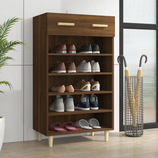 Berkfield Shoe Cabinet Brown Oak 60x35x105 cm Engineered Wood
