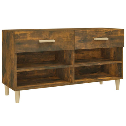 Berkfield Shoe Cabinet Smoked Oak 102x35x55 cm Engineered Wood