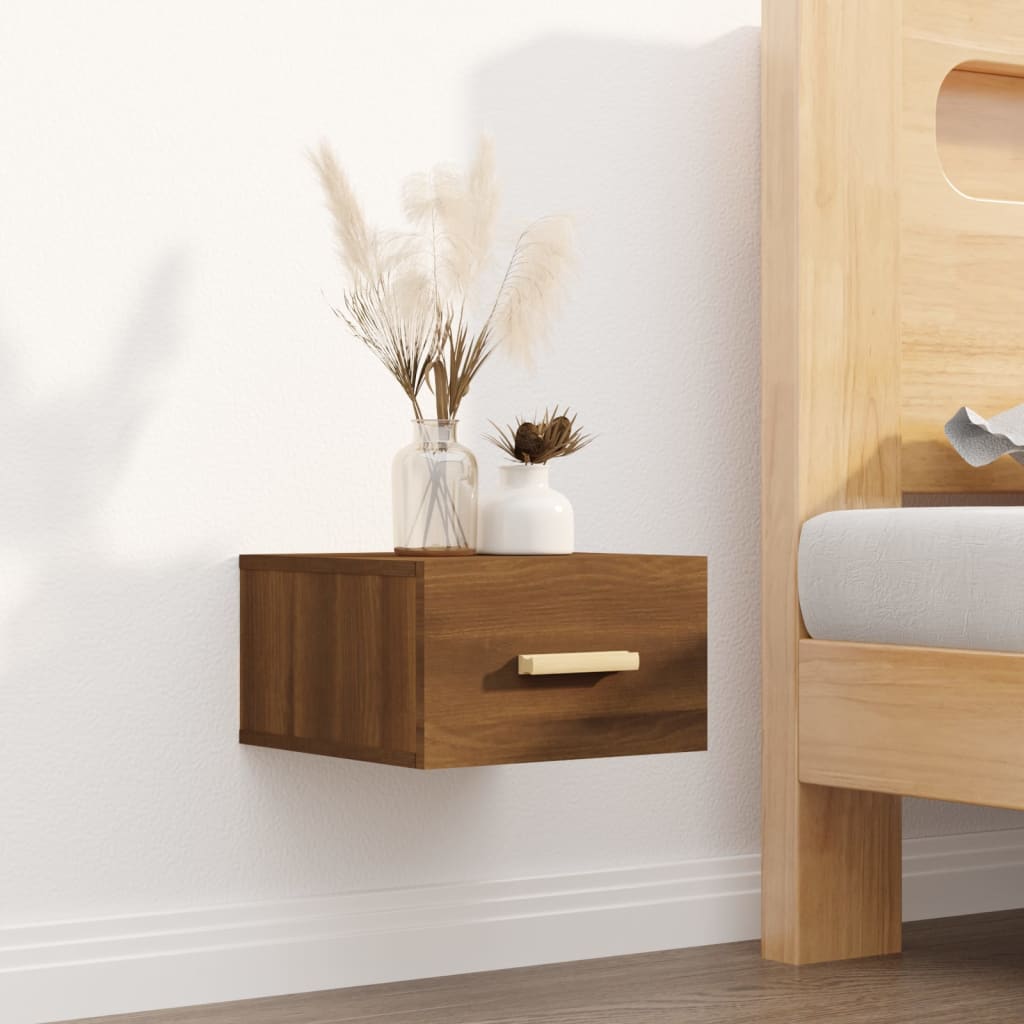 Berkfield Wall-mounted Bedside Cabinet Brown Oak 35x35x20 cm
