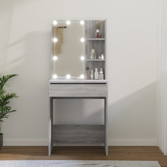 Berkfield Dressing Table with LED Grey Sonoma 60x40x140 cm