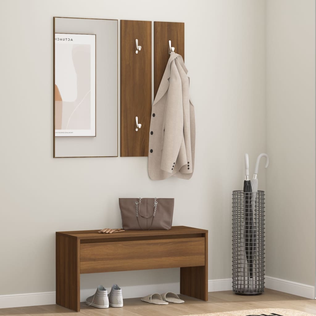 Berkfield Hallway Furniture Set Brown Oak Engineered Wood