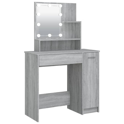 Berkfield Dressing Table with LED Grey Sonoma 86.5x35x136 cm