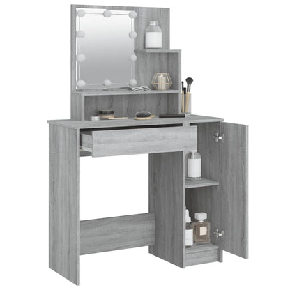 Berkfield Dressing Table with LED Grey Sonoma 86.5x35x136 cm