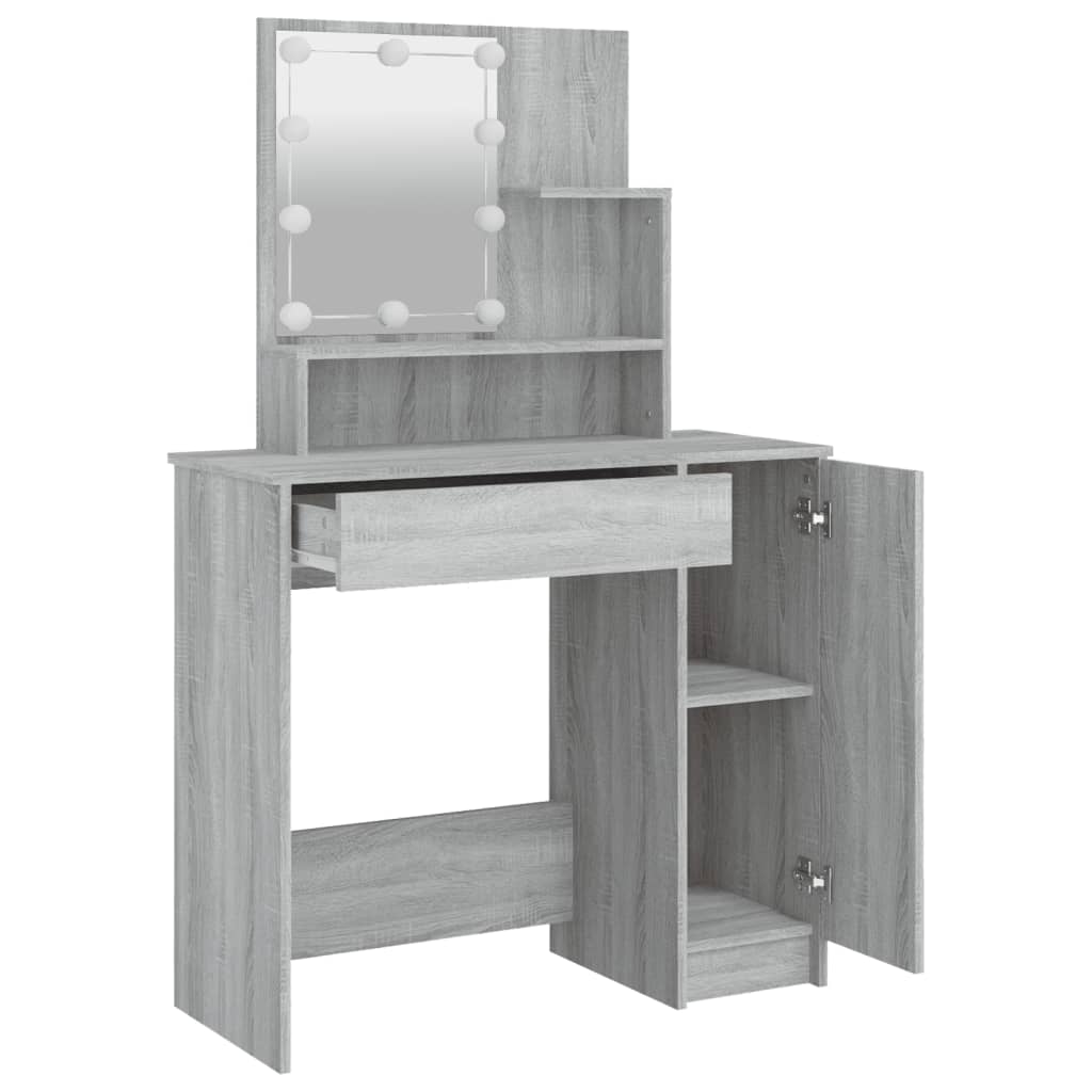 Berkfield Dressing Table with LED Grey Sonoma 86.5x35x136 cm