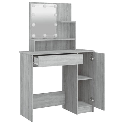 Berkfield Dressing Table with LED Grey Sonoma 86.5x35x136 cm