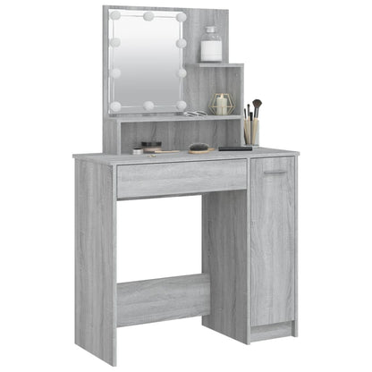 Berkfield Dressing Table with LED Grey Sonoma 86.5x35x136 cm