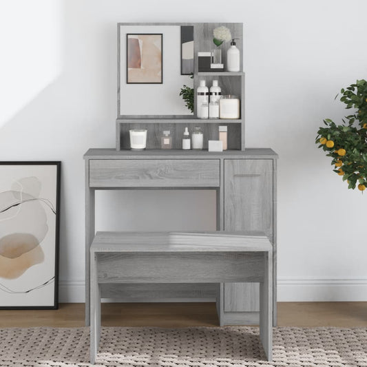 Berkfield Dressing Table with Mirror Grey Sonoma 86.5x35x136 cm