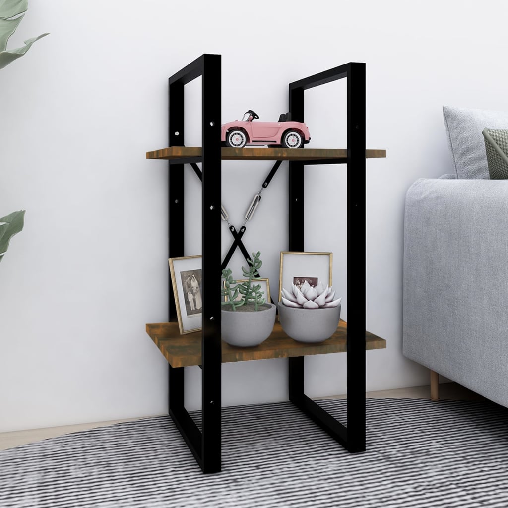 Berkfield 2-Tier Book Cabinet Smoked Oak 40x30x70 cm Engineered Wood