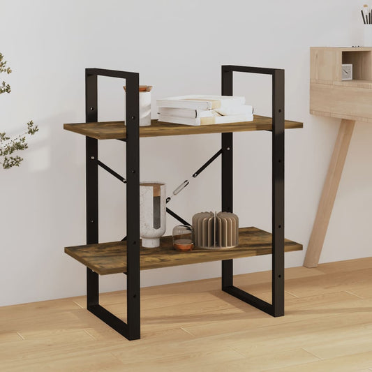 Berkfield 2-Tier Book Cabinet Smoked Oak 60x30x70 cm Engineered Wood