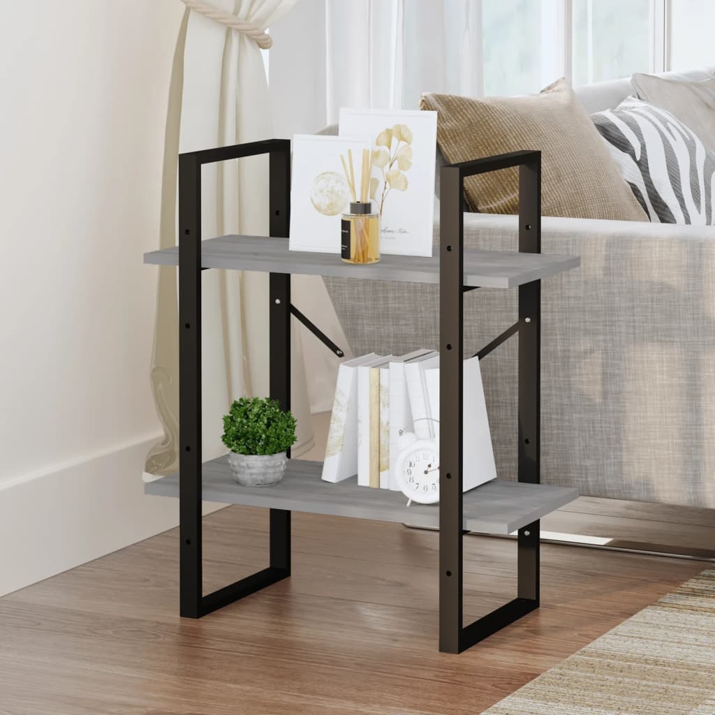 Berkfield 2-Tier Book Cabinet Grey Sonoma 60x30x70 cm Engineered Wood