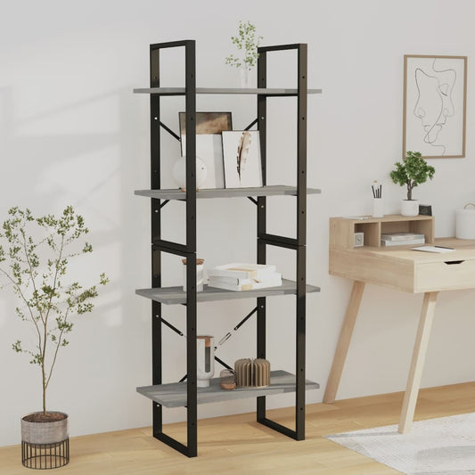 Berkfield 4-Tier Book Cabinet Grey Sonoma 60x30x140 cm Engineered Wood