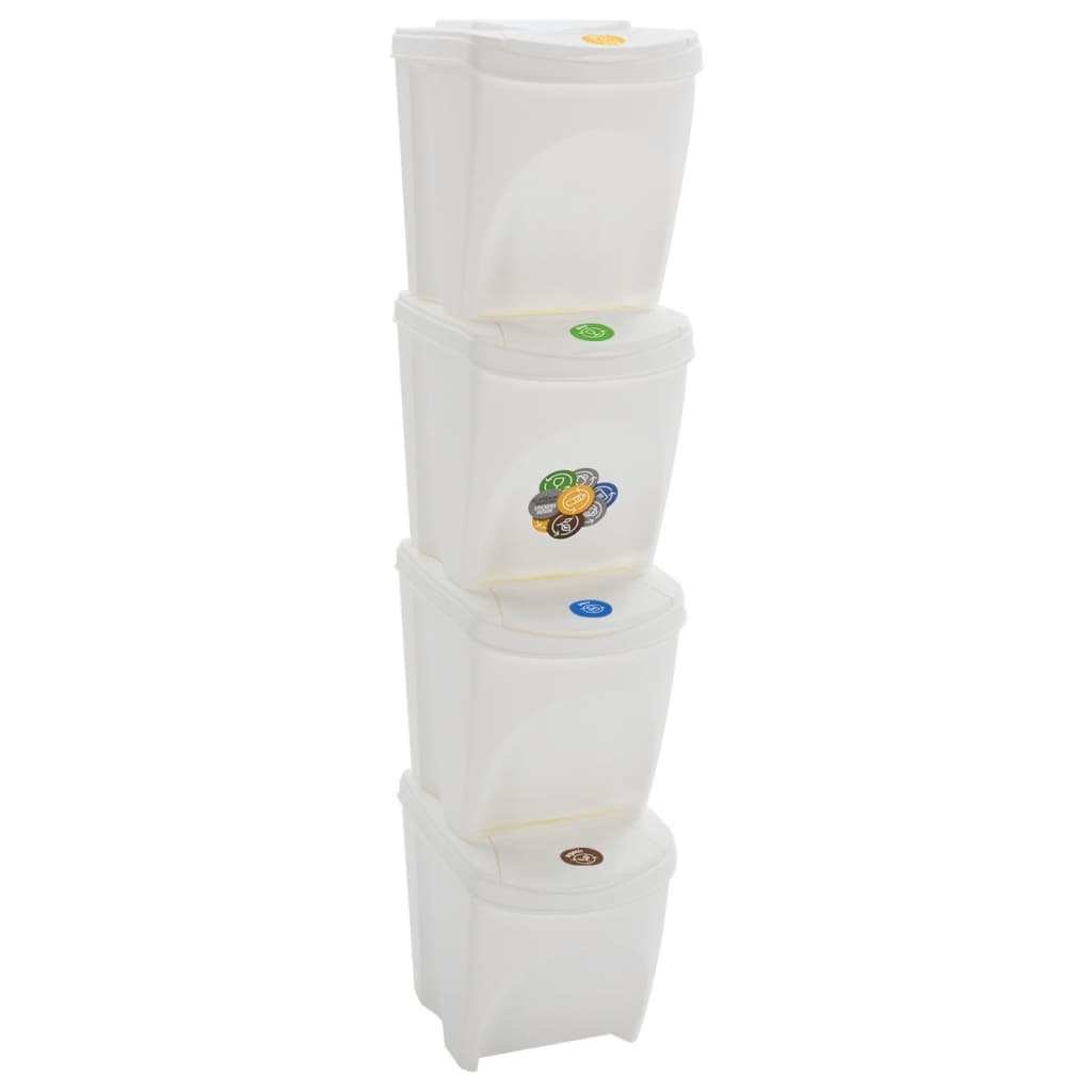 Berkfield Stackable Garbage Bin Boxes 4 pcs White 100 L Polypropylene