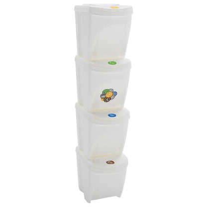Berkfield Stackable Garbage Bin Boxes 4 pcs White 100 L Polypropylene