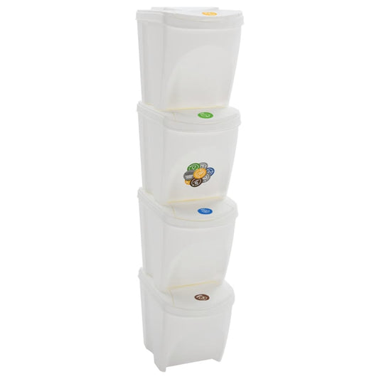 Berkfield Stackable Garbage Bin Boxes 4 pcs White 100 L Polypropylene