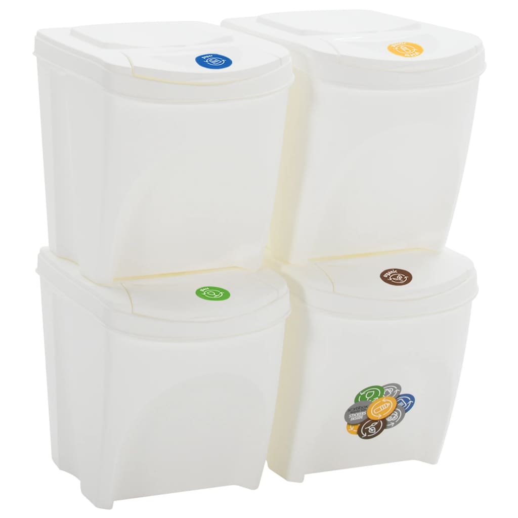 Berkfield Stackable Garbage Bin Boxes 4 pcs White 100 L Polypropylene