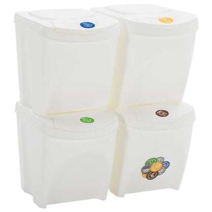Berkfield Stackable Garbage Bin Boxes 4 pcs White 100 L Polypropylene