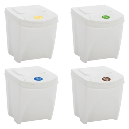 Berkfield Stackable Garbage Bin Boxes 4 pcs White 100 L Polypropylene
