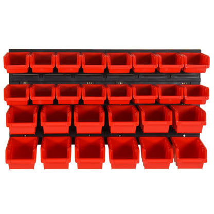 Berkfield 30 Piece Workshop Shelf Set Red and Black 77x39cm Polypropylene