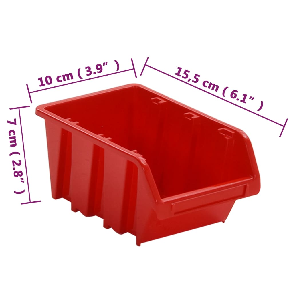 Berkfield 30 Piece Workshop Shelf Set Red and Black 77x39cm Polypropylene