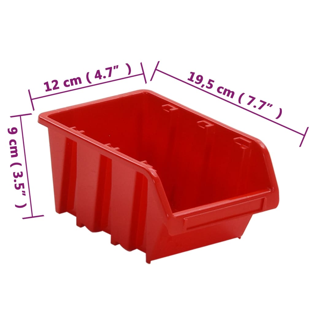 Berkfield 30 Piece Workshop Shelf Set Red and Black 77x39cm Polypropylene