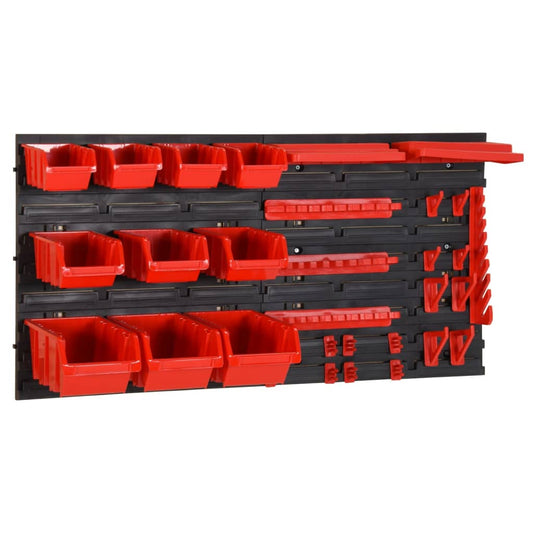 Berkfield 35 Piece Workshop Shelf Set Red and Black 77x39cm Polypropylene