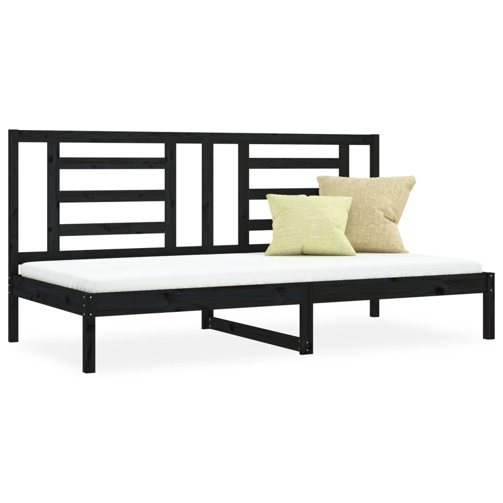 Berkfield Day Bed Black 90x200 cm Solid Wood Pine